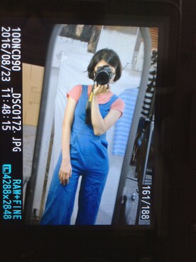 「Handmade（ハンドメイド）のアイテム（つなぎ/オールインワン）」を使った、林敏さん（レディース・163cm）の夏コーディネート