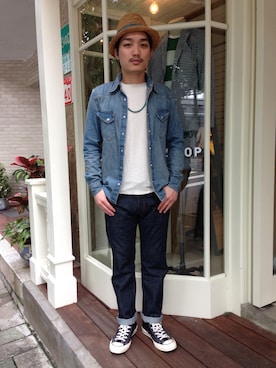 「BEAMS PLUS（ビームスプラス）のアイテム（帽子）」を使った、LinDa Yuさん（メンズ・171cm）の冬コーディネート