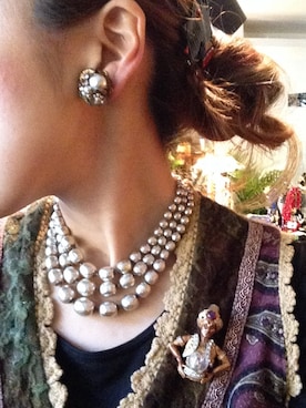 「MIRIAM HASKELL（ミリアムハスケル）のアイテム（アクセサリー）」を使った、junkoさん（レディース・159cm）の冬コーディネート