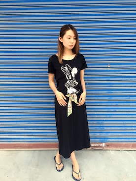 「Abercrombie&Fitch（アバークロンビーアンドフィッチ）のアイテム（ビーチサンダル）」を使った、拎包少女_Gzzさん（レディース・169cm）の夏コーディネート