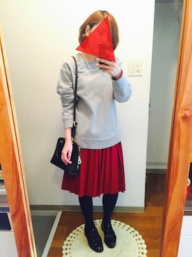 「ひざ丈スカート」｜「アイテム（スウェット）」を使った、airi#さん（レディース・165cm）の冬コーディネート
