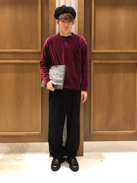 「RAGEBLUE（レイジブルー）のアイテム（ハンチング/ベレー帽）」を使った、矢部さん（メンズ・177cm）の秋コーディネート