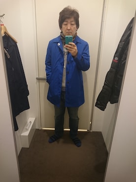 「アイテム（ステンカラーコート）」を使った、こが氏さん（メンズ・172cm・30代）の春コーディネート