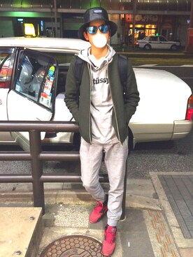「HERE'S（HERE'S）のアイテム（帽子）」を使った、ko-sukeさん（メンズ・172cm）の冬コーディネート