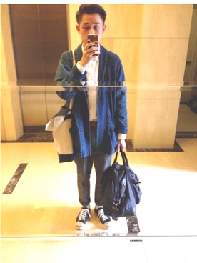 「アイテム（ピーコート）」を使った、歐古力さん（メンズ・174cm・10代）の秋コーディネート