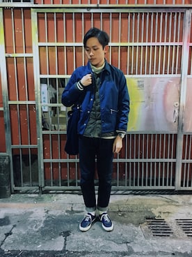 「BEAMS PLUS（ビームスプラス）のアイテム（その他アウター）」を使った、歐古力さん（メンズ・174cm）の冬コーディネート