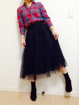 「タータンチェック」｜shih¨̮♡🇺🇸さん（レディース・151cm）の冬コーディネート