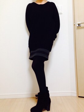 「黒ニット」｜shih¨̮♡🇺🇸さん（レディース・151cm）の冬コーディネート