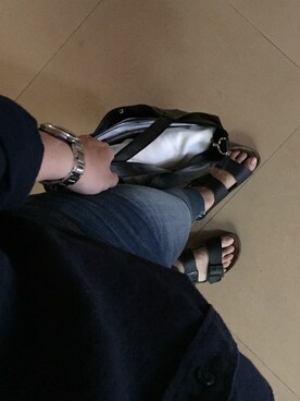 「BIRKENSTOCK（ビルケンシュトック）のアイテム（シューズ、ブラック系）」を使った、hsc.kiさん（163cm）の秋コーディネート