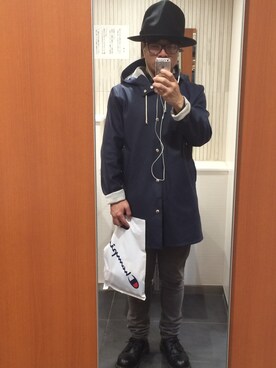 「STUTTERHEIM（ストゥッテルハイム）のアイテム（その他アウター）」を使った、untidytraxさん（メンズ・169cm）の冬コーディネート