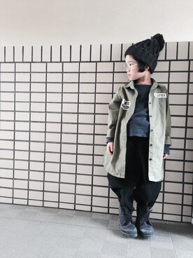 「I LOVE J（アイラブジェイ）のアイテム（ミリタリージャケット）」を使った、rittyさん（キッズ・110cm）の春コーディネート