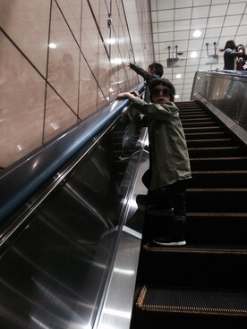 「I LOVE J（アイラブジェイ）のアイテム（ミリタリージャケット）」を使った、rittyさん（キッズ・110cm）の春コーディネート