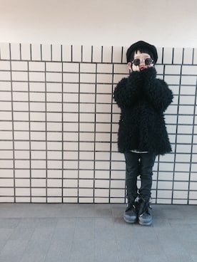 「丸サングラス」｜「アイテム（ハンチング/ベレー帽）」を使った、rittyさん（キッズ・110cm）の秋コーディネート