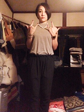 「アイテム（つなぎ/オールインワン、ベージュ系）」を使った、YUIさん（レディース・160cm）の夏コーディネート