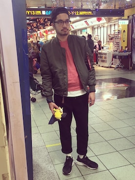 「Alpha Industries（アルファインダストリーズ）のアイテム（フォーマルスーツ/小物）」を使った、riverさん（メンズ・174cm）の冬コーディネート