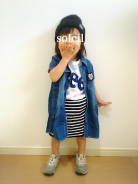 「ボーダースカート」｜「アイテム（その他）」を使った、soleilさん（キッズ・90cm）の春コーディネート