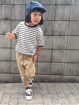 「FITH（フィス）のアイテム（チノパンツ）」を使った、khsさん（キッズ・110cm）の夏コーディネート