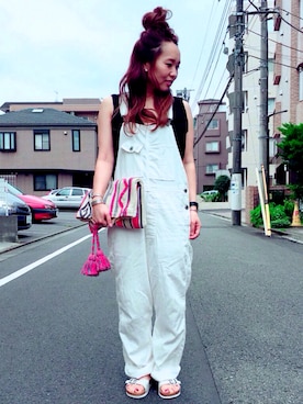 「orSlow（オアスロウ）のアイテム（オールインワン・サロペット）」を使った、m a i k oさん（レディース・157cm）の夏コーディネート