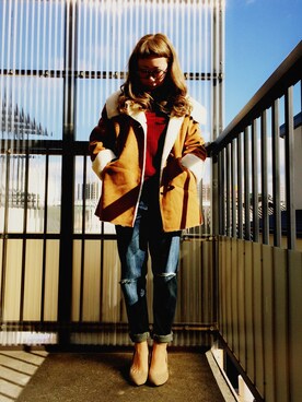 「アイテム（ムートンコート）」を使った、canacさん（レディース・152cm・20代）の秋コーディネート