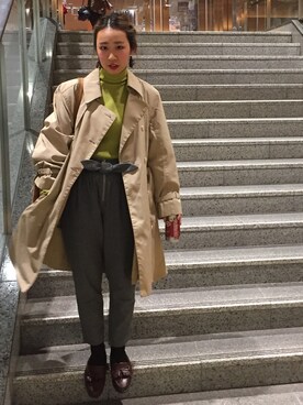 「ウエストイン」｜「アイテム（トレンチコート）」を使った、canacさん（レディース・152cm）の秋コーディネート