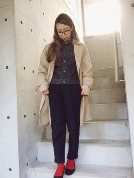 「ジージャン」｜「アイテム（トレンチコート）」を使った、canacさん（レディース・152cm）の秋コーディネート