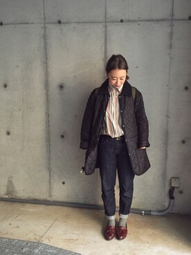 「ウエストイン」｜「アイテム（カバーオール）」を使った、canacさん（レディース・152cm）の春コーディネート