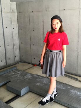「ボーダーソックス」｜「アイテム（ハンチング/ベレー帽）」を使った、canacさん（レディース・152cm）の夏コーディネート