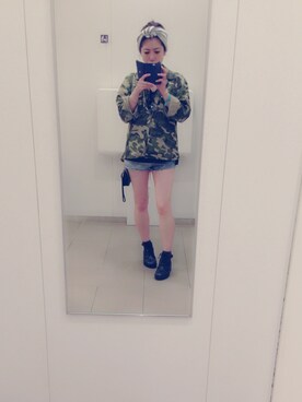 「ショーパン」｜「アイテム（ミリタリージャケット）」を使った、MINX河野 沙耶佳さん（レディース・154cm）の秋コーディネート
