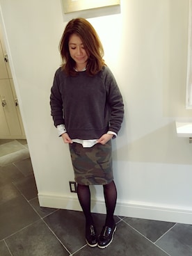 「スウェット×シャツ」｜MINX河野 沙耶佳さん（レディース・154cm）の冬コーディネート