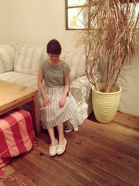 「アイテム（モカシン/デッキシューズ）」を使った、MINX河野 沙耶佳さん（レディース・154cm）の夏コーディネート