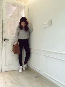 「赤リップ」｜MINX河野 沙耶佳さん（レディース・154cm）の秋コーディネート