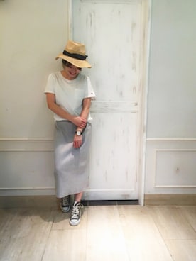 「Champion（チャンピオン）のアイテム（Tシャツ/カットソー）」を使った、MINX河野 沙耶佳さん（レディース・154cm）の春コーディネート