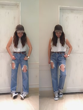 「FREE'S MART（フリーズマート）のアイテム（帽子）」を使った、MINX河野 沙耶佳さん（レディース・154cm）の秋コーディネート