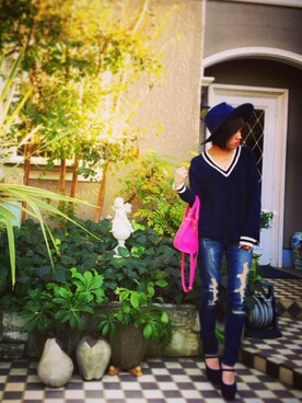 「VENCE（ヴァンス）のアイテム（帽子）」を使った、さぴさん（レディース・153cm）の秋コーディネート