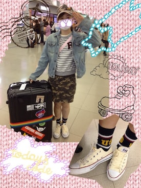 「TOMMY（トミー）のアイテム（デニムジャケット）」を使った、⋆Lie⋆さん（レディース・155cm）の春コーディネート