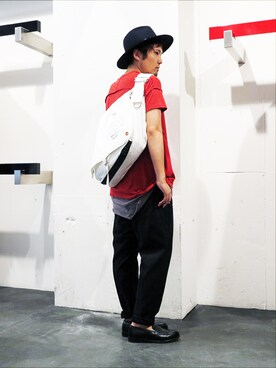 「hat」｜「アイテム（メッセンジャーバッグ）」を使った、ryuichitsugeさん（メンズ・170cm）の夏コーディネート