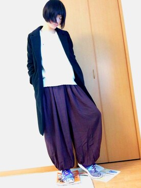 「w closet」｜「アイテム（チェスターコート）」を使った、なみさん（レディース・174cm）の春コーディネート