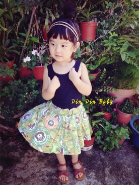 「JAM（ジャム）のアイテム（スカート）」を使った、Auroraさん（キッズ・100cm）の夏コーディネート