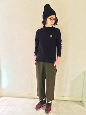 「coenスタッフスタイリング」｜「アイテム（ニットキャップ/ビーニー）」を使った、coen  おーつじさん（レディース・157cm）の冬コーディネート