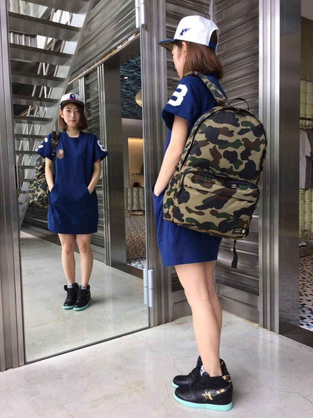 アベイシングエイプ×PORTER 青 迷彩 リュック（A BATHING APE