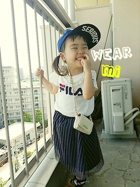 「FILA（フィラ）のアイテム（ワンピース/ドレス）」を使った、みーあさん（キッズ・90cm）の夏コーディネート