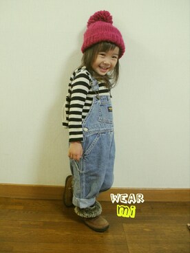 「フード」｜みーあさん（キッズ・90cm）の秋コーディネート