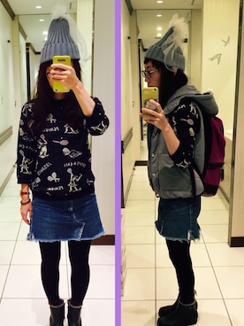 「coca（ANDEX shoes product）（コカ）のアイテム（ダウンベスト）」を使った、yukkoさん（レディース・152cm）の秋コーディネート