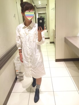 「アイテム（シャツワンピース）」を使った、yukkoさん（レディース・152cm・20代）の夏コーディネート