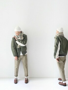 「Champion（チャンピオン）のアイテム（レッグウェア）」を使った、LOOK AT USさん（メンズ・174cm）の冬コーディネート