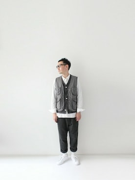 「Champion（チャンピオン）のアイテム（レッグウェア）」を使った、LOOK AT USさん（メンズ・174cm）の冬コーディネート