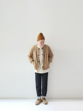 「carhartt」｜「アイテム（ノーカラージャケット）」を使った、LOOK AT USさん（メンズ・174cm）の秋コーディネート