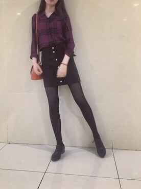 「H&M（エイチ・アンド・エム）のアイテム（スカート、ブラック系）」を使った、muuuuuumaさん（レディース）の春コーディネート