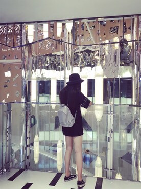 「mkのアイテム（バックパック/リュック、グレー系）」を使った、muuuuuumaさん（レディース）の夏コーディネート