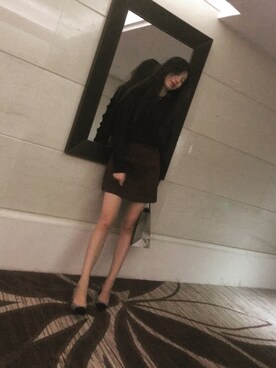 「basic houseのアイテム（スカート、ブラウン系）」を使った、muuuuuumaさん（レディース）の秋コーディネート